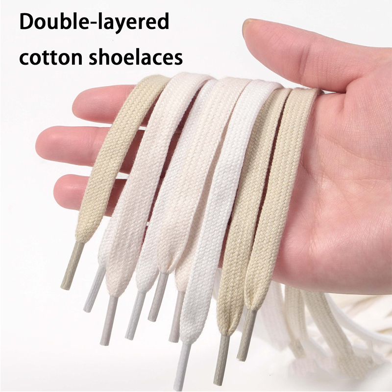 Lace Replacement Flat - Düz Pamuklu Ayakkabı Bağcıkları, Çift Katmanlı